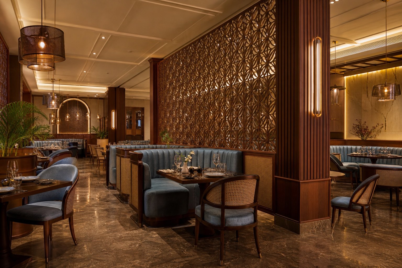 Modern royal Indian restaurant interior design