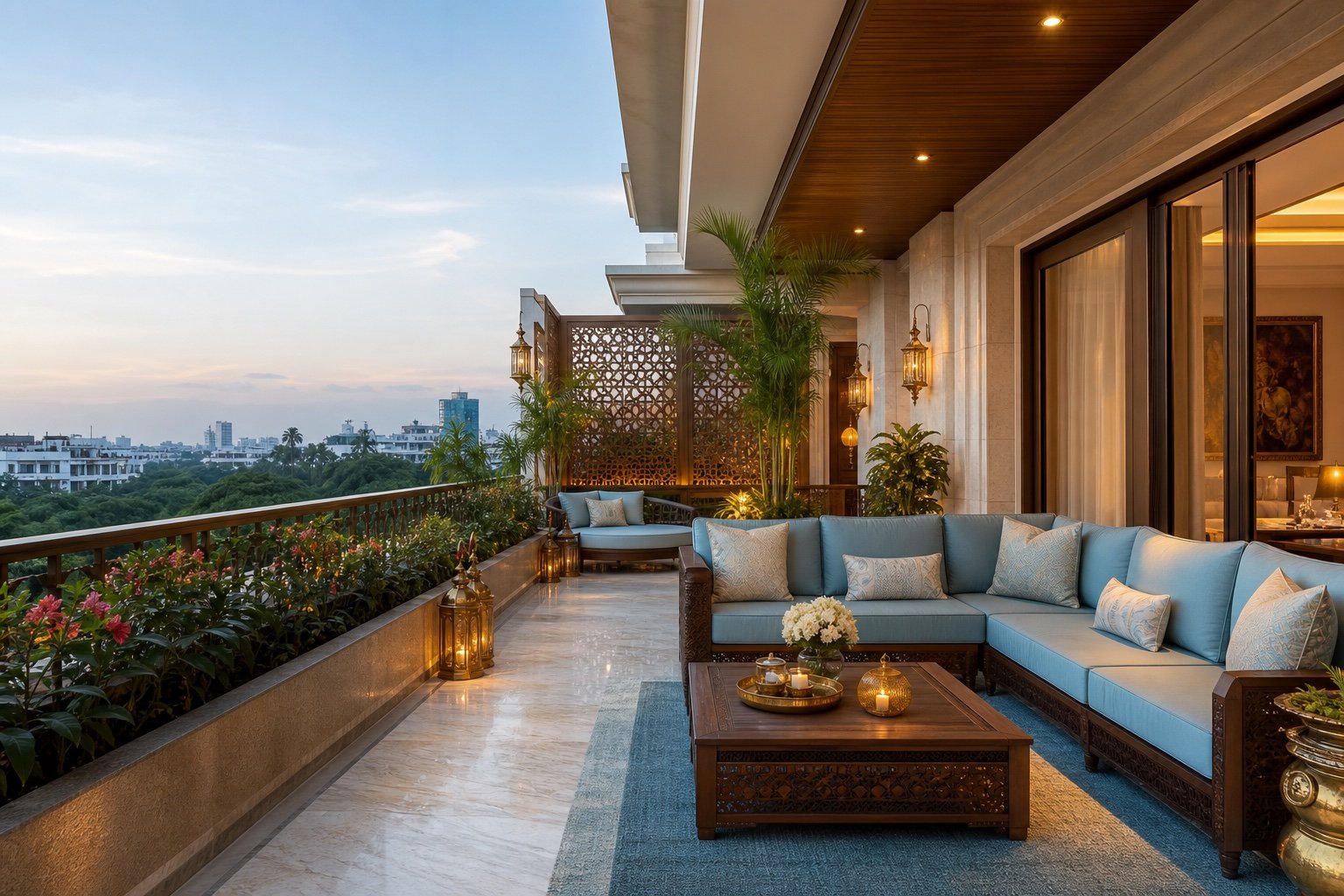 Modern Indian luxury balcony terrace design